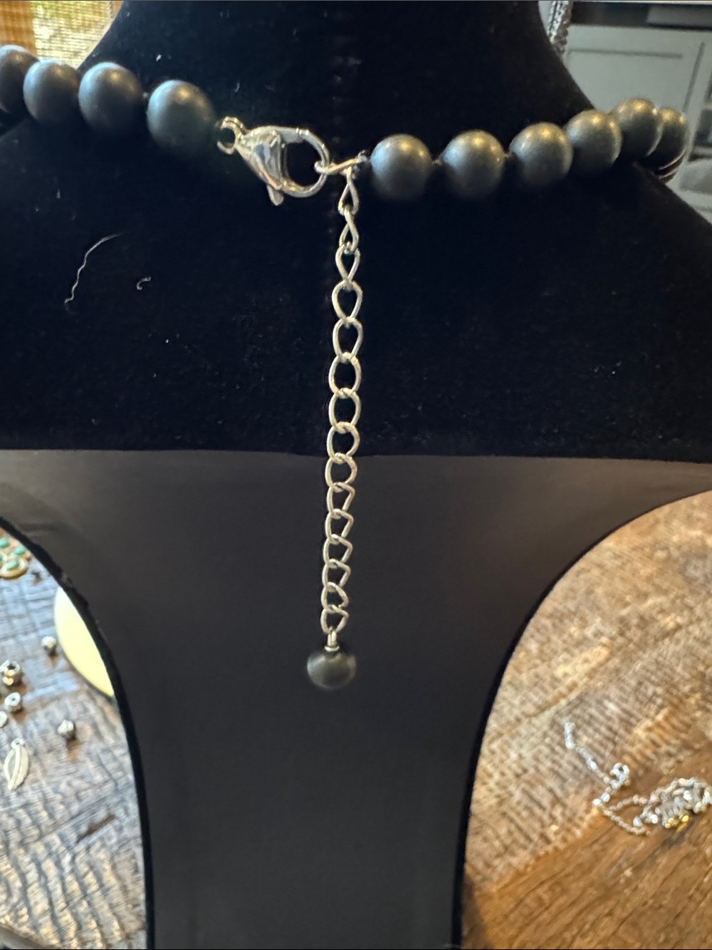 Classic Matte Black Beaded Necklace - Women Jewelry - Picture 2 of 3